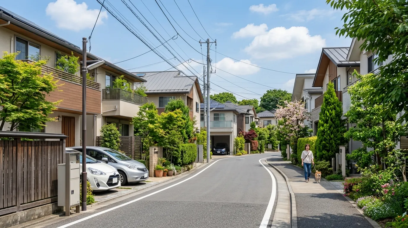 落ち着いた住宅街の街並み